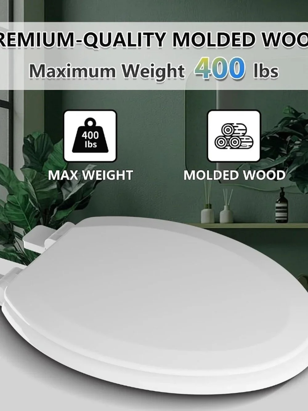 For Angol Shiold Quiet-Close Molded Wood Toilet Seat – Elongated 18.5